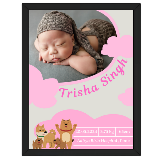 A Cherished Details Captured Forever | Baby's Birth Details Poster | Personalized Baby Arrival Poster - T Bhai