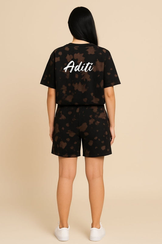 Premium Tie & Dye Oversize T-Shirts & Shorts Combo - Brown & Black