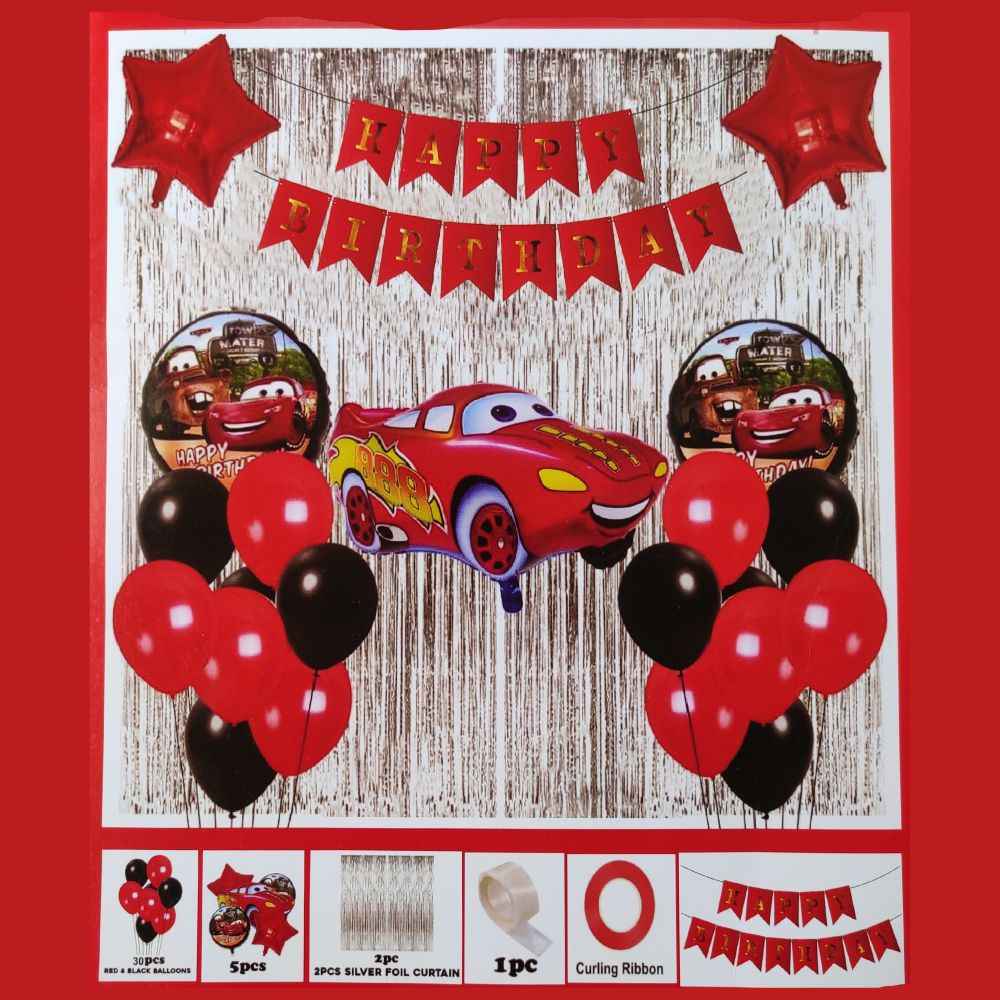 Car Theme Happy Birthday Banner & Decoration for Birthday Party - T Bhai