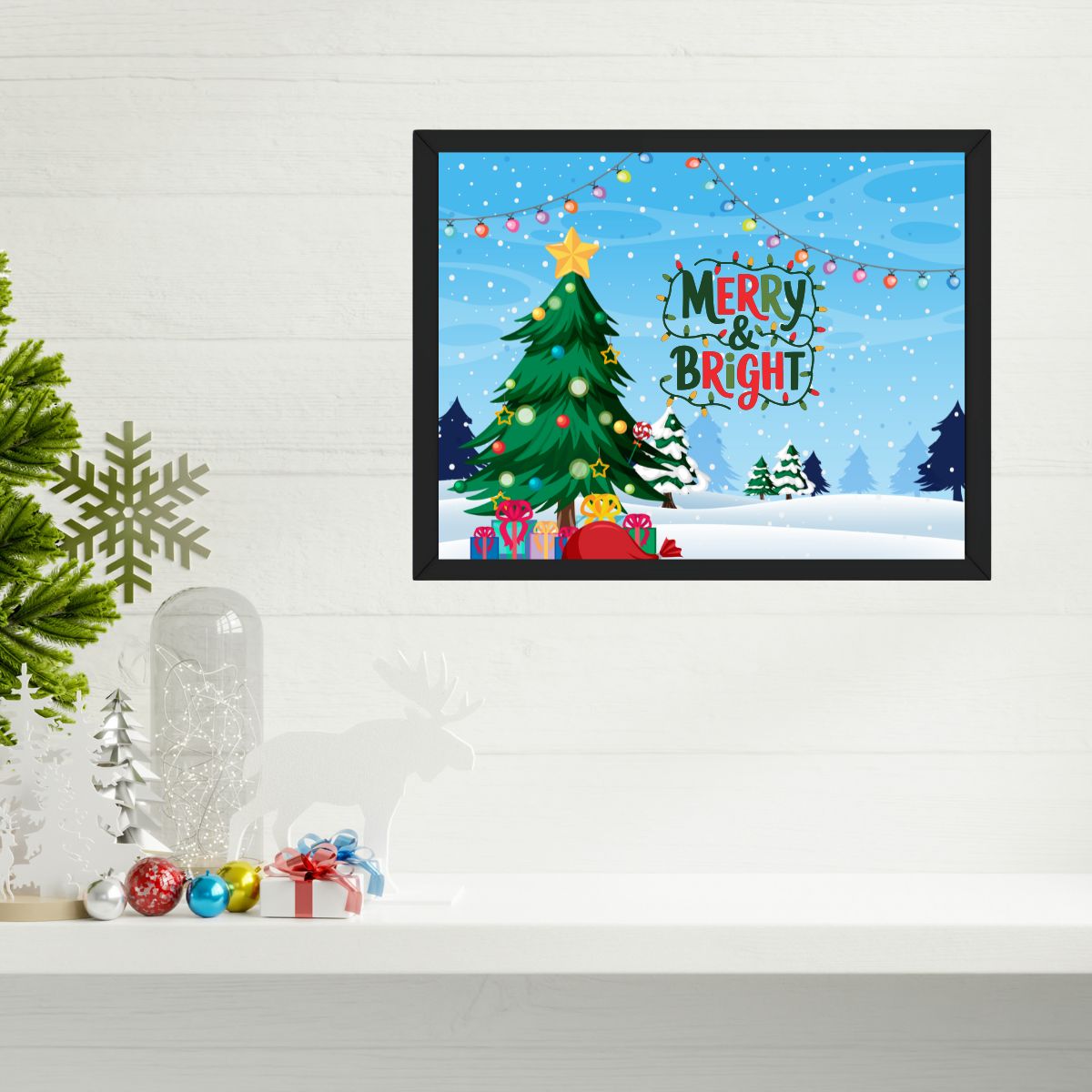 Christmas Home Décor Framed Posters | Merry & Bright - T Bhai