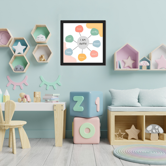 Colorful Playful Hand-drawn I Am Positive Affirmations Framed Poster For Kids Room Decor | Birthday Gift - T Bhai