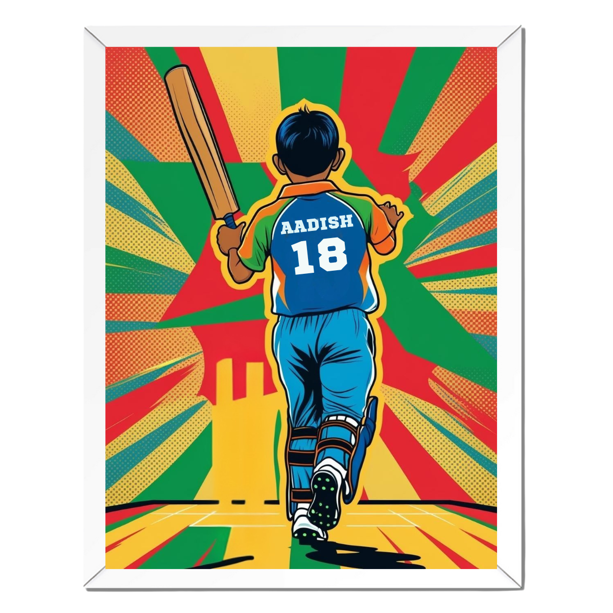 Personalized Cricket Framed Poster | Kids Room Wall Art | Ideal Birthday Gift for Kids - T Bhai