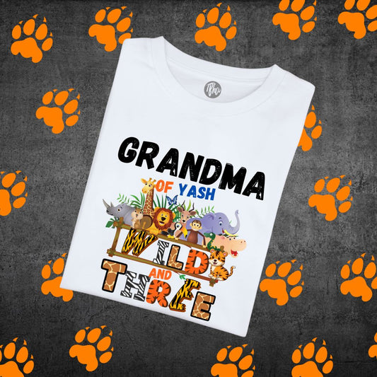Grandma of Wild and Three - Third Birthday Jungle Theme Family T-Shirts - T Bhai