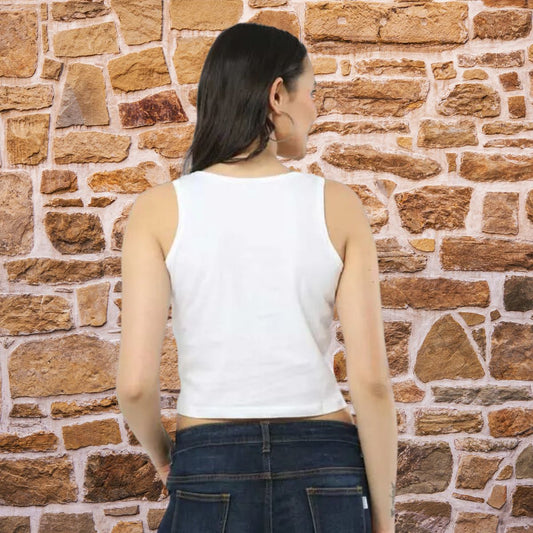 Gold Printed Crop Tank Top for The Bride | Wedding Photo Shoots - T Bhai