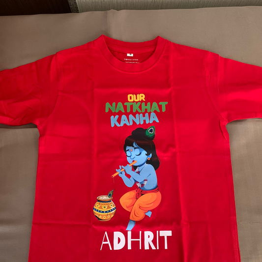 Our Natkhat Kanha Personalized Janmashtami Special T-Shirt for Kids - T Bhai