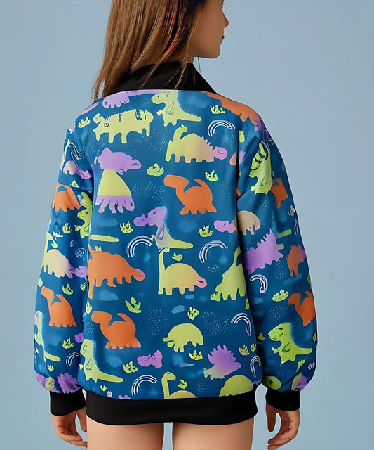 Dino Theme All Over Printed Bomber Jacket - T Bhai