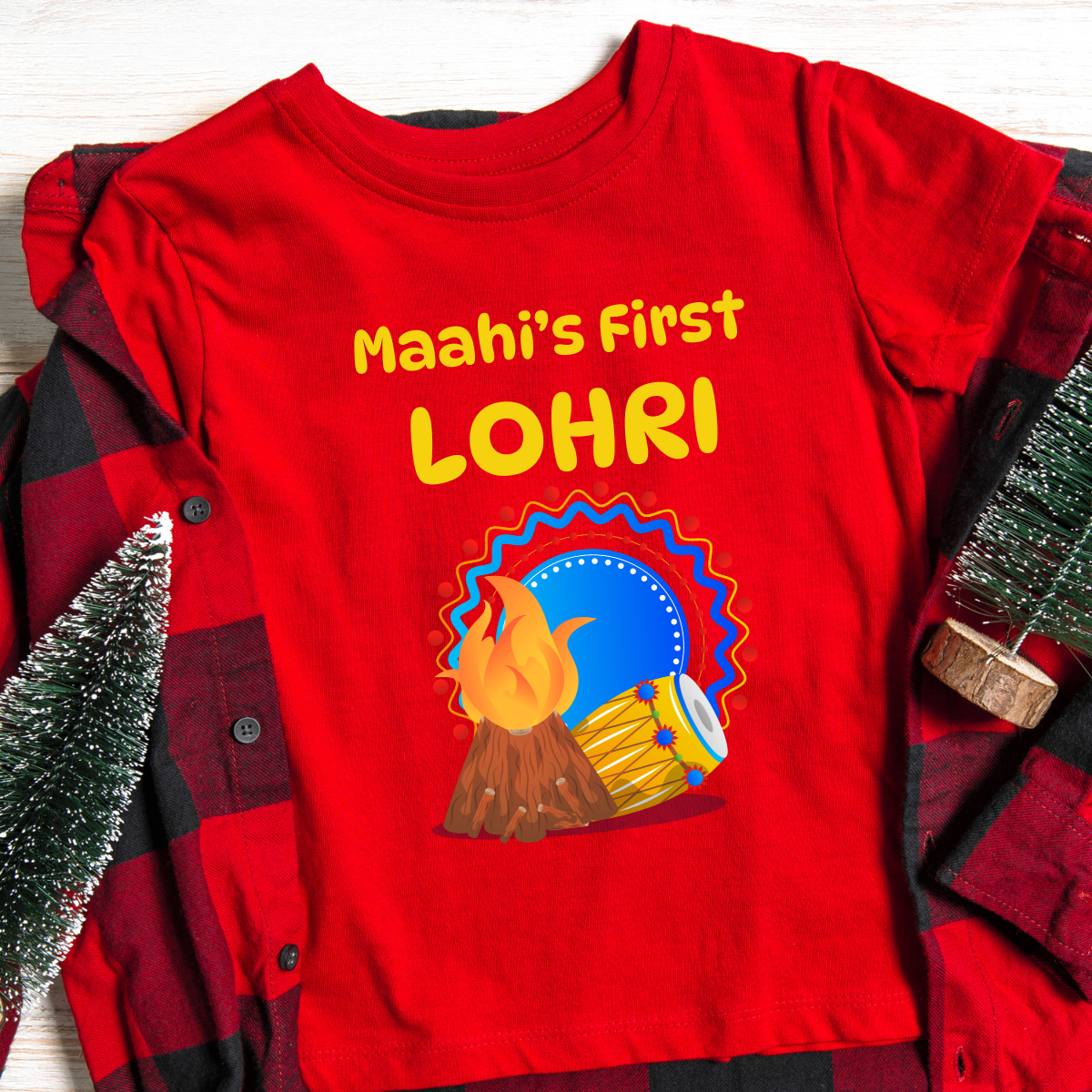 Personalized First Lohri Onesie/ T-Shirt/ Hoodie for Baby Boys & Baby Girls - T Bhai