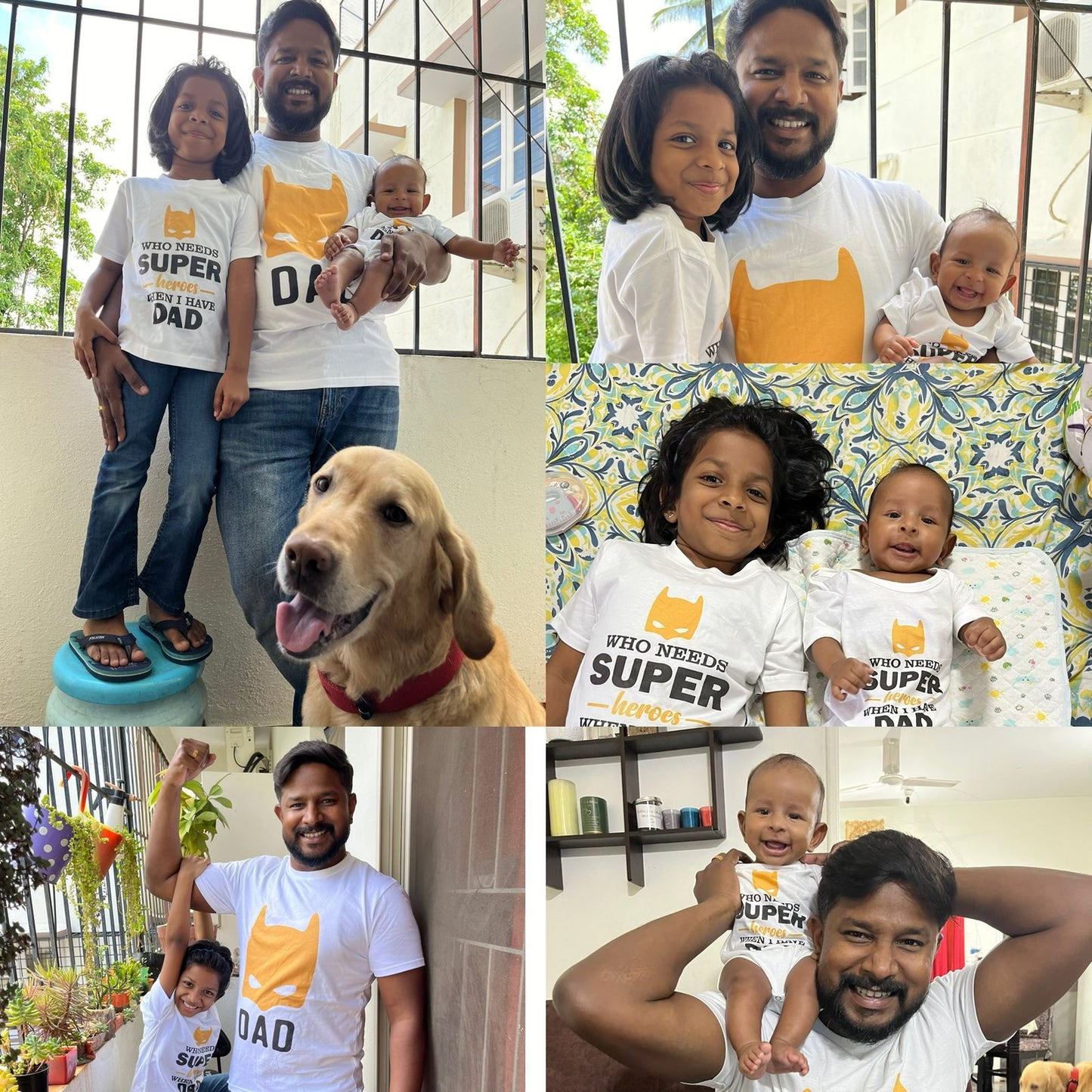 Who needs Super Heroes When I have Dad Matching Father Son & Daughter Combo T-Shirt & Romper Set - T Bhai