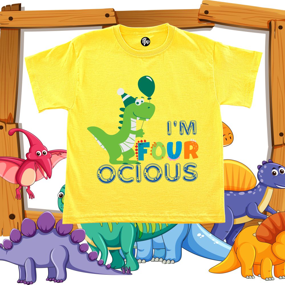 I'M Four Ocious Dinosaur Theme 4th Birthday T-Shirt - T Bhai