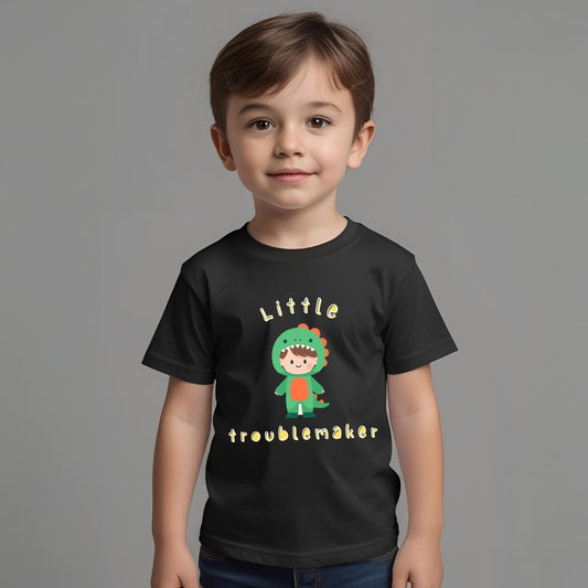 Little Troublemaker Dinosaur Kids T-Shirt – Cute Cartoon Dino Print Tee - T Bhai