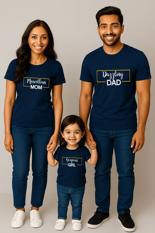 Dazzling Dad Marvellous Mom Shining Son Gorgeous Girl Matching Family T-Shirts