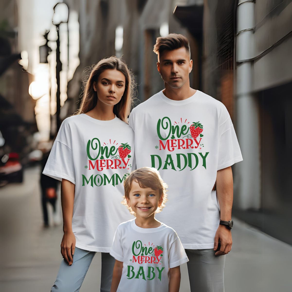 One Merry Daddy One Merry Mommy One Merry Baby Christmas Theme T-Shirts - T Bhai