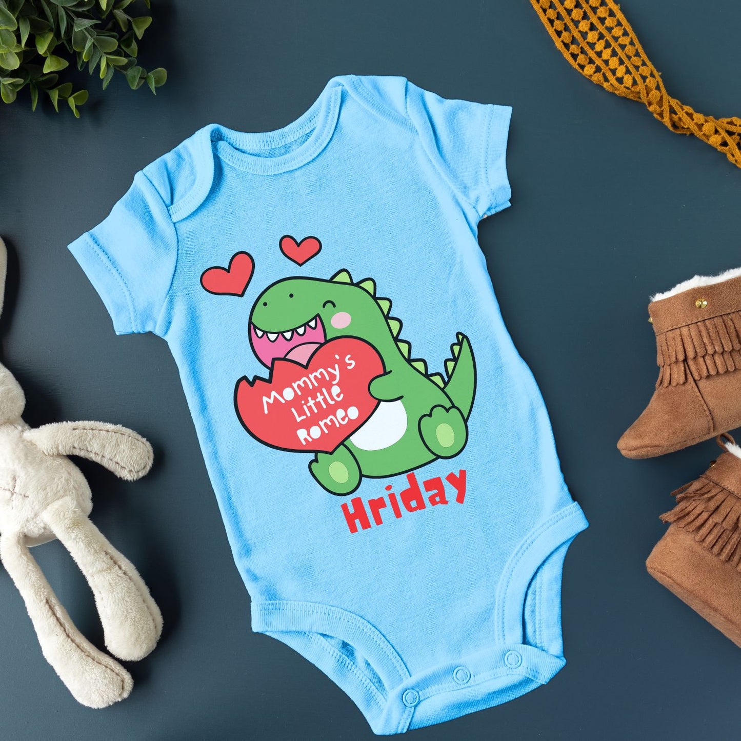 Personalized Mommy's Little Romeo Valentine Special Onesie for Babies - T Bhai