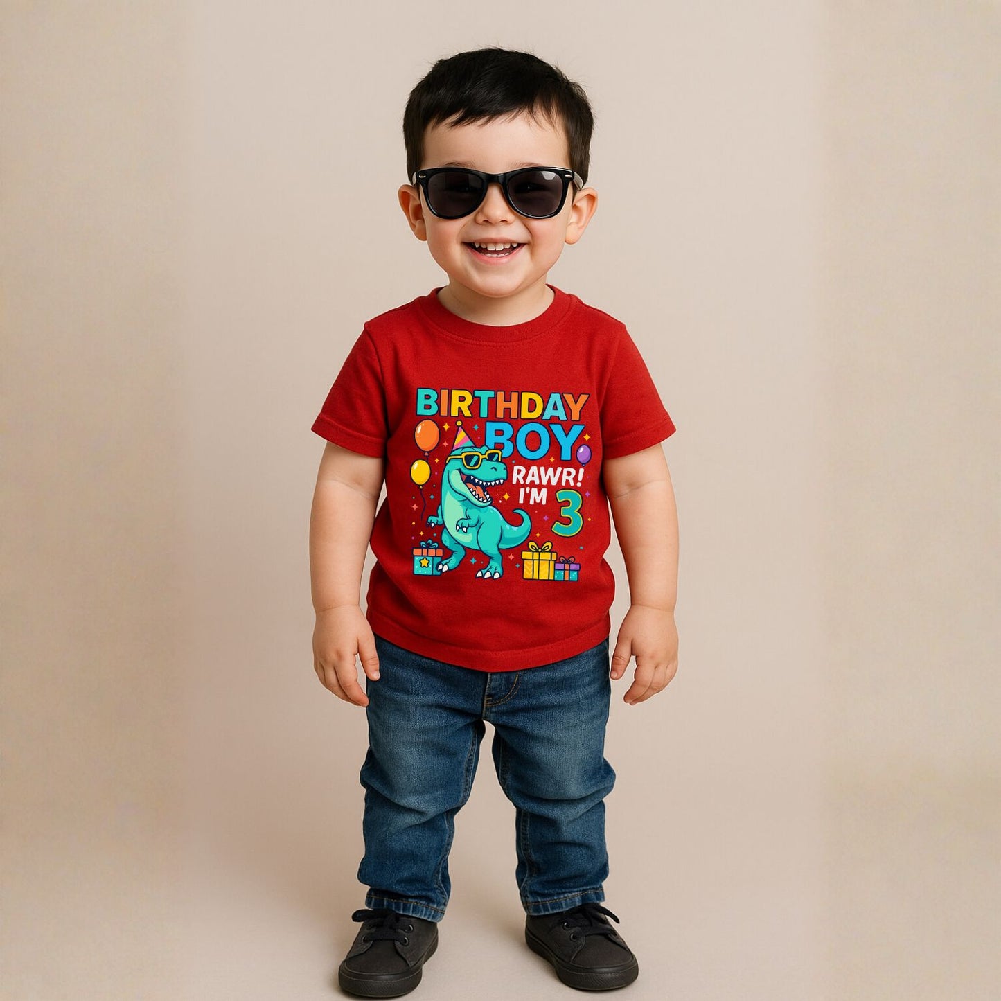 RAWR I'm 3 | Dino Theme 3rd Birthday T-Shirt for Birthday Boy