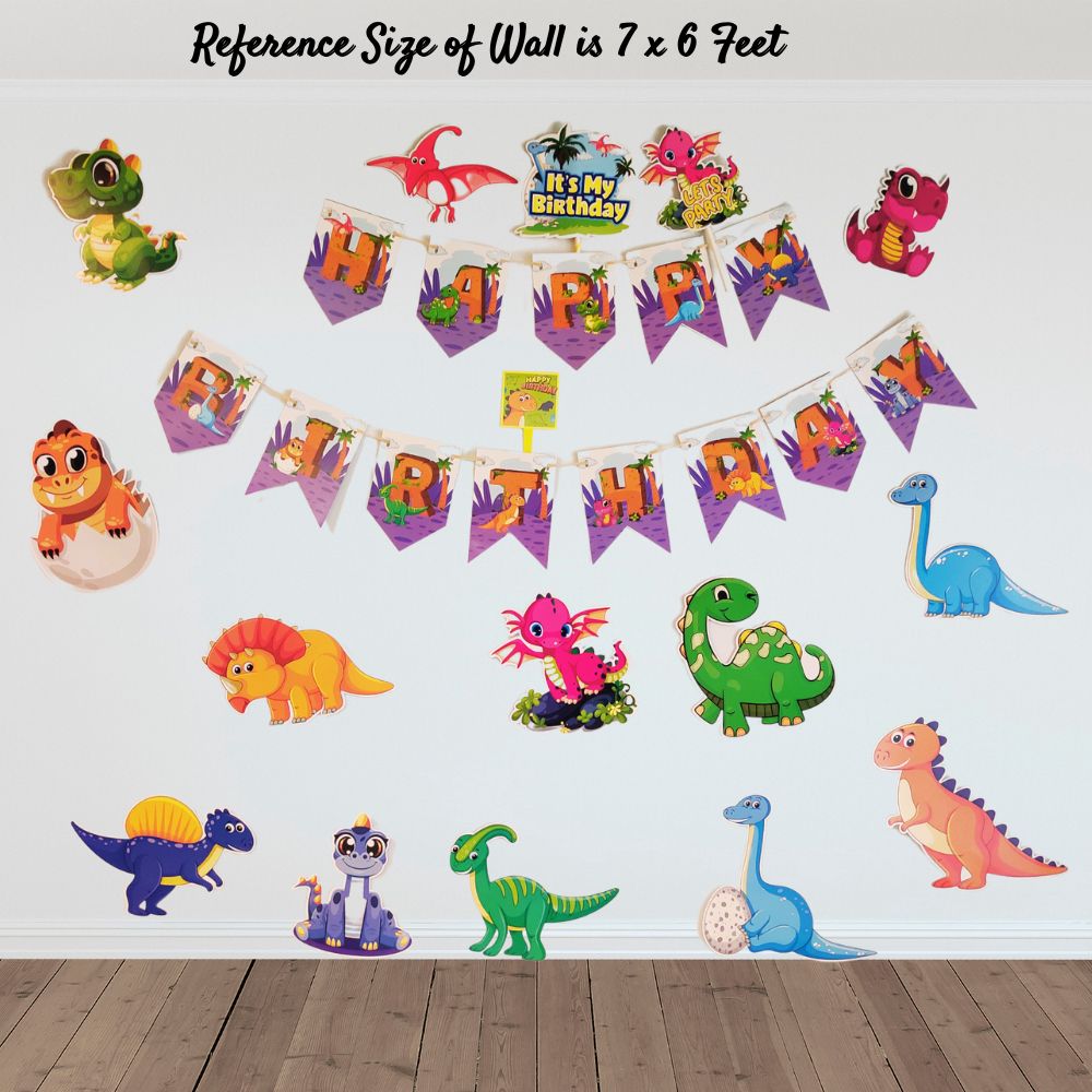 Dino Theme Happy Birthday Banner Decoration Props for Birthday