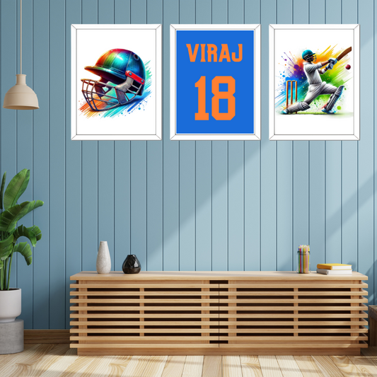 Cricket Poster for Kids | Set of 3 Posters | Ideal Gift for Cricket Fans - T Bhai