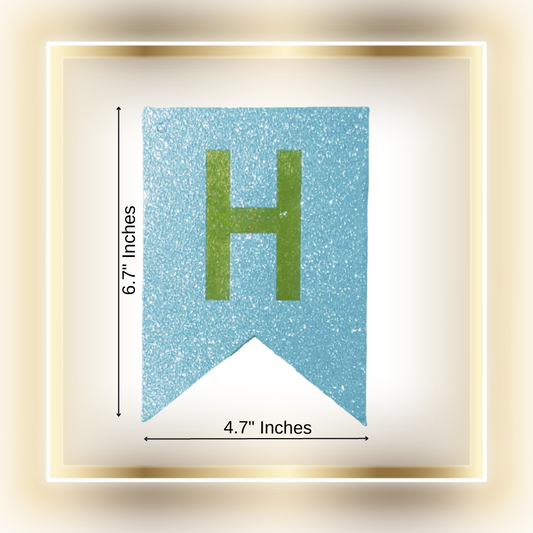 Happy Birthday Banner - Shimmery Blue with Golden Alphabets - T Bhai