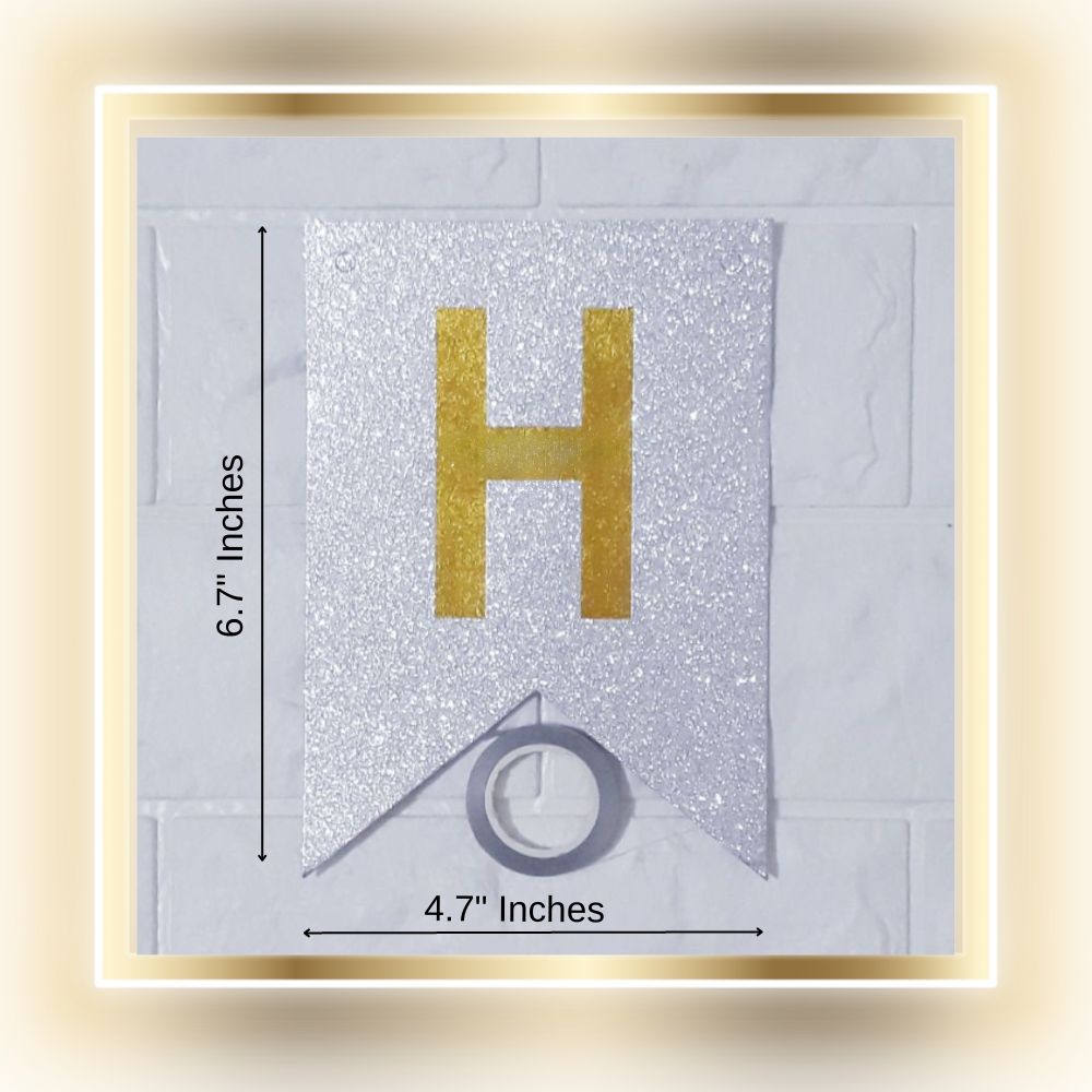Happy Birthday Banner - Silver Glitter with Golden Alphabets - T Bhai