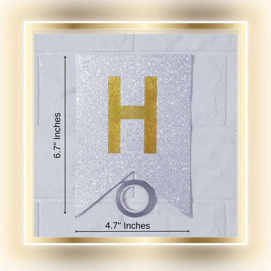 Happy Birthday Banner - Silver Glitter with Golden Alphabets - T Bhai