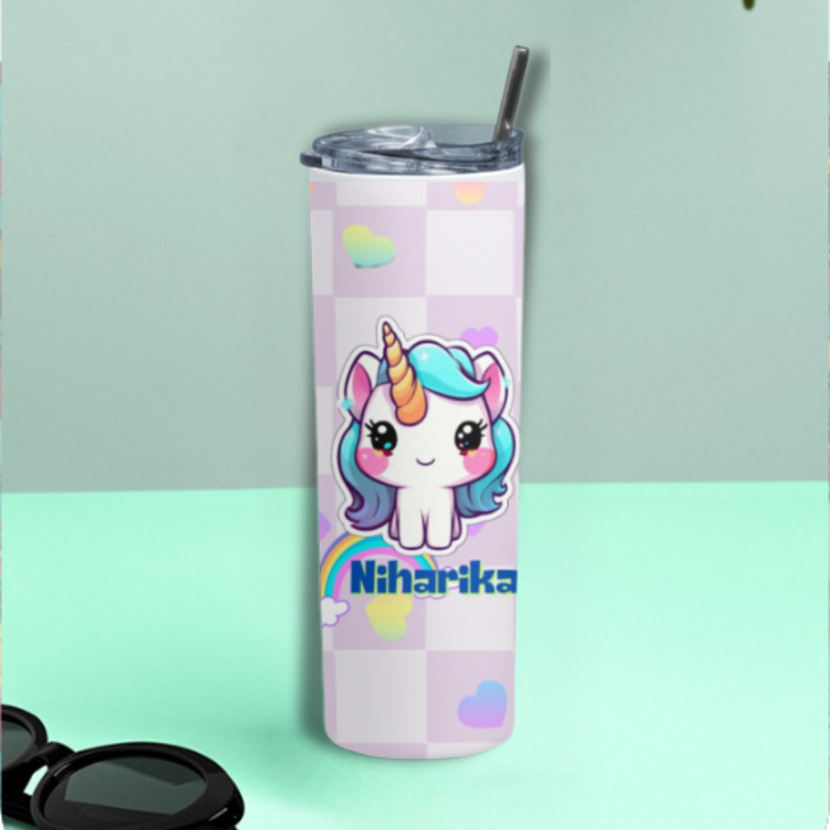 Unicorn Theme Personalized Steel Tumbler - T Bhai