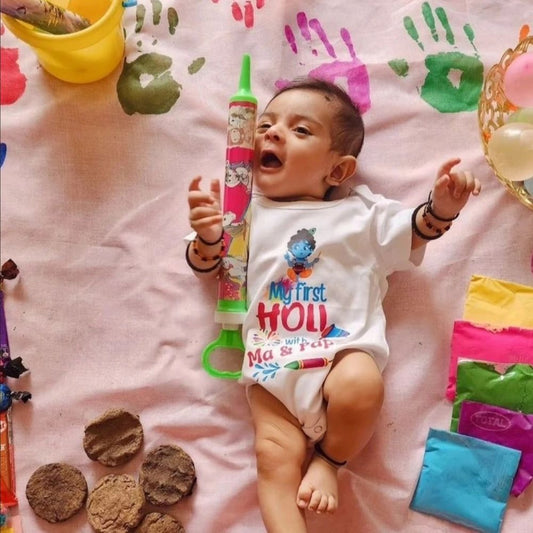My First Holi With Ma & Papa Onesie - T Bhai