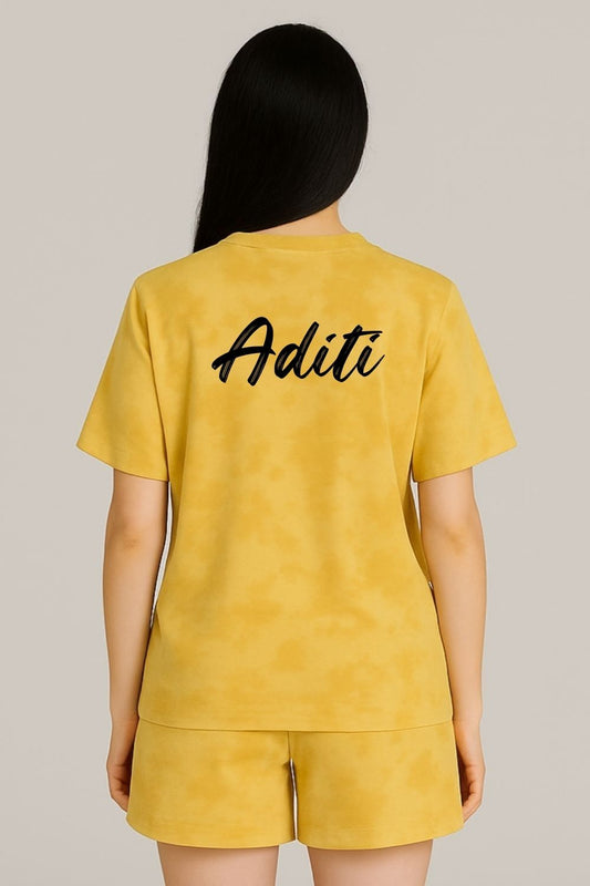 Premium Tie & Dye Oversize T-Shirts & Shorts Combo - Yellow