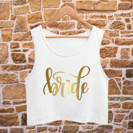 Gold Printed Crop Tank Top for The Bride | Wedding Photo Shoots - T Bhai