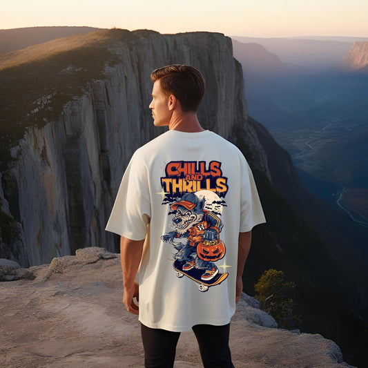 Chills and Thrills Adventure T-Shirts in Oversized Unisex Fit - T Bhai