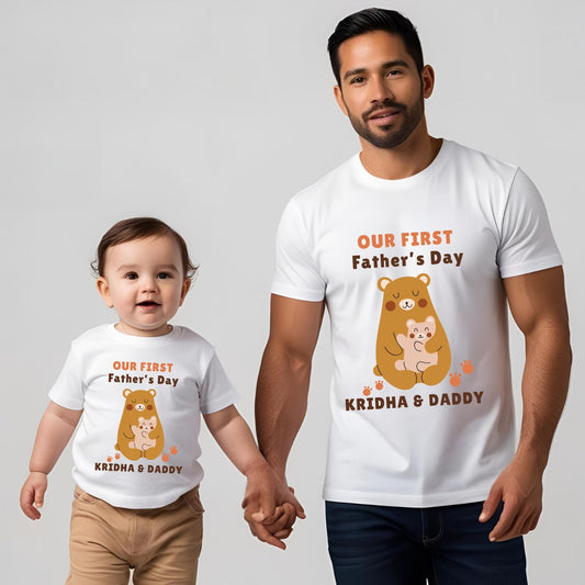 Our First Father's Day For Baby and Daddy Customized T-Shirts for Father & Child - T Bhai
