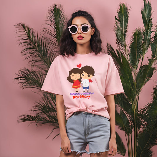 Forever in Love Personalized Oversized Couple T-Shirts | Valentines Day - T Bhai