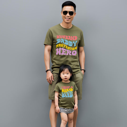 Daddy Hero Protector Father Son and Father Daughter T-Shirts - T Bhai