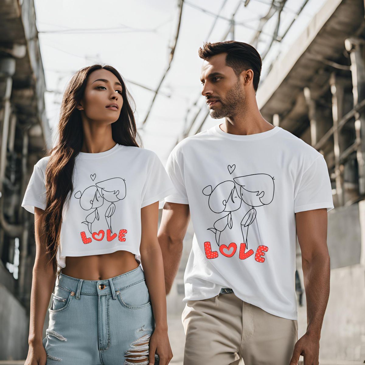 Just in Love Couple T-Shirt & Crop Top - T Bhai