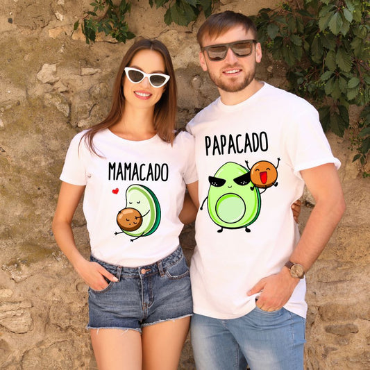 Mamacado and Papacado Pregnancy Announcement Matching Couple T-Shirts for Maternity Photoshoots