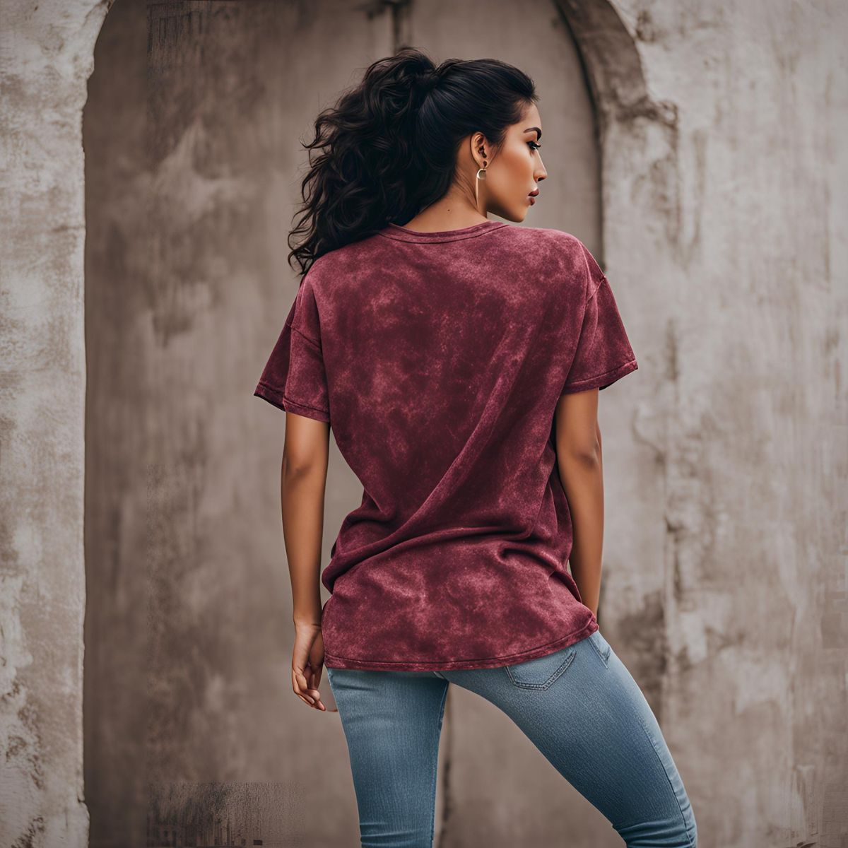 Road Trip Maroon Acid Wash Oversize Vacation T-Shirt - T Bhai