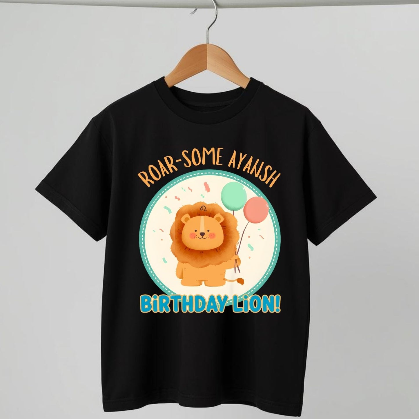 Roar-some Birthday Lion Customized Jungle Theme T-Shirt for Boys & Girls