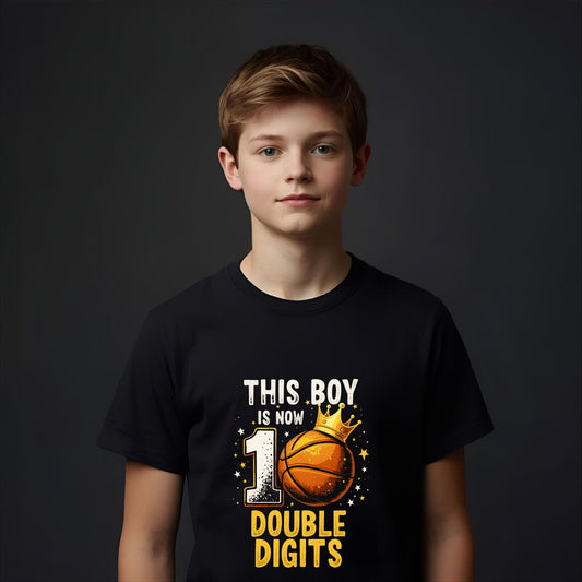 This Boy is now Double Digits | 10th Birthday T-Shirt for Basketball Enthusiasts - T Bhai