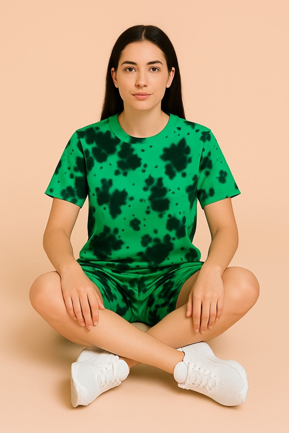 Premium Tie & Dye Oversize T-Shirts & Shorts Combo - Green & Black - T Bhai