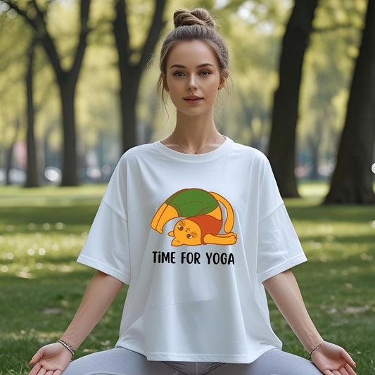 Time for Yoga Playful Oversized Unisex T-Shirts - T Bhai
