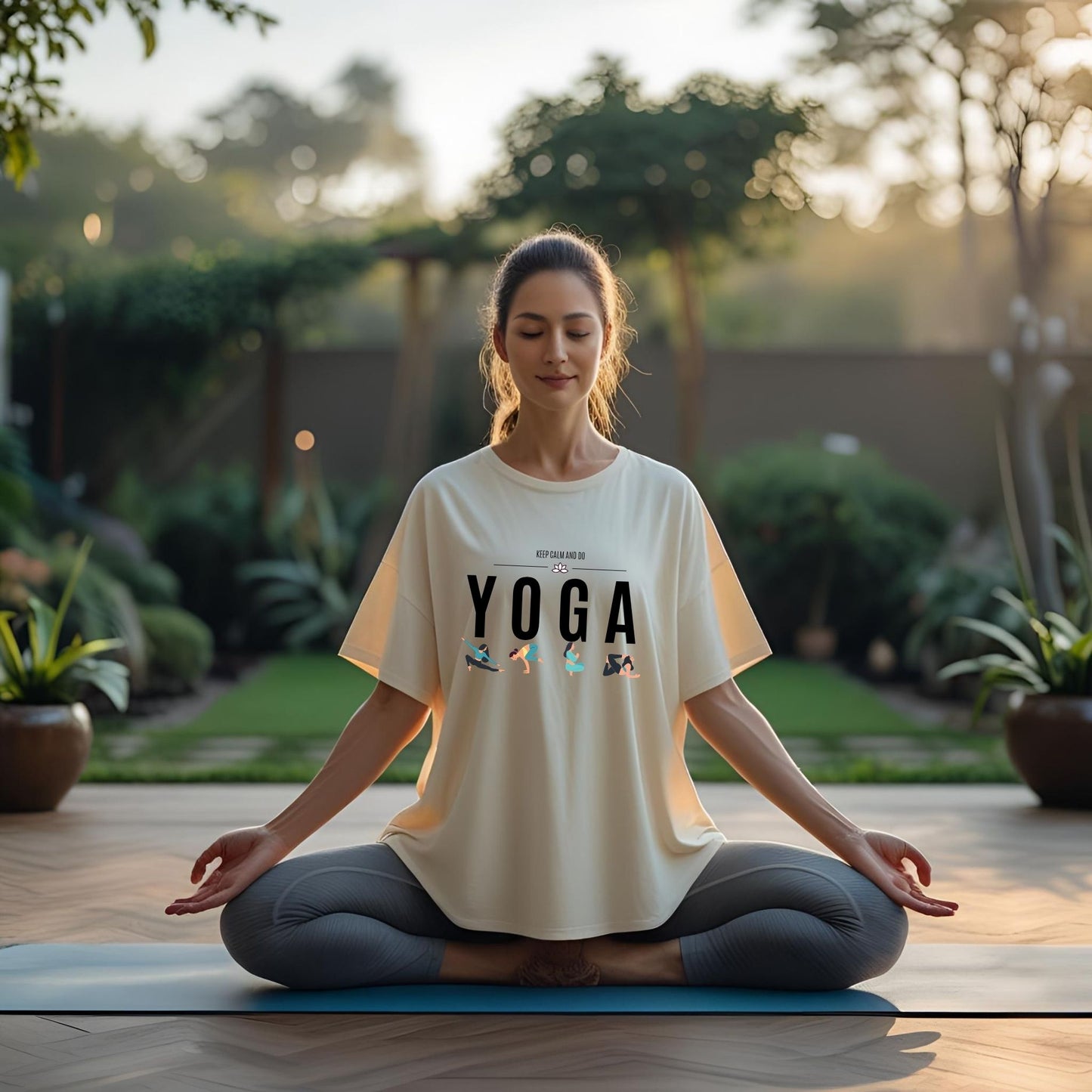 Keep Calm and Do Yoga Poses Oversized Unisex T-Shirts - T Bhai