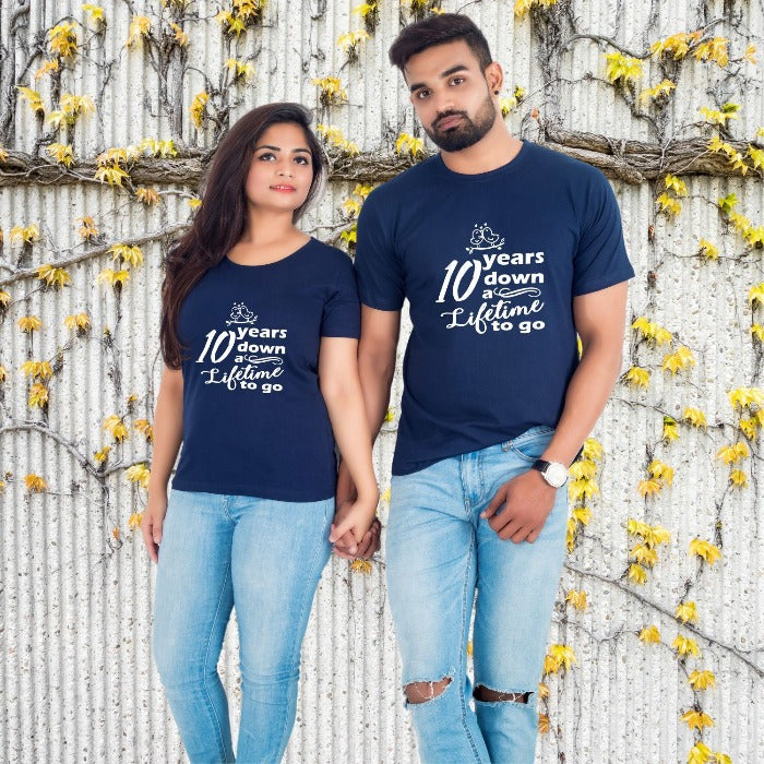 10 Years Anniversary Special Custom Couple T-Shirt exclusive at T Bhai