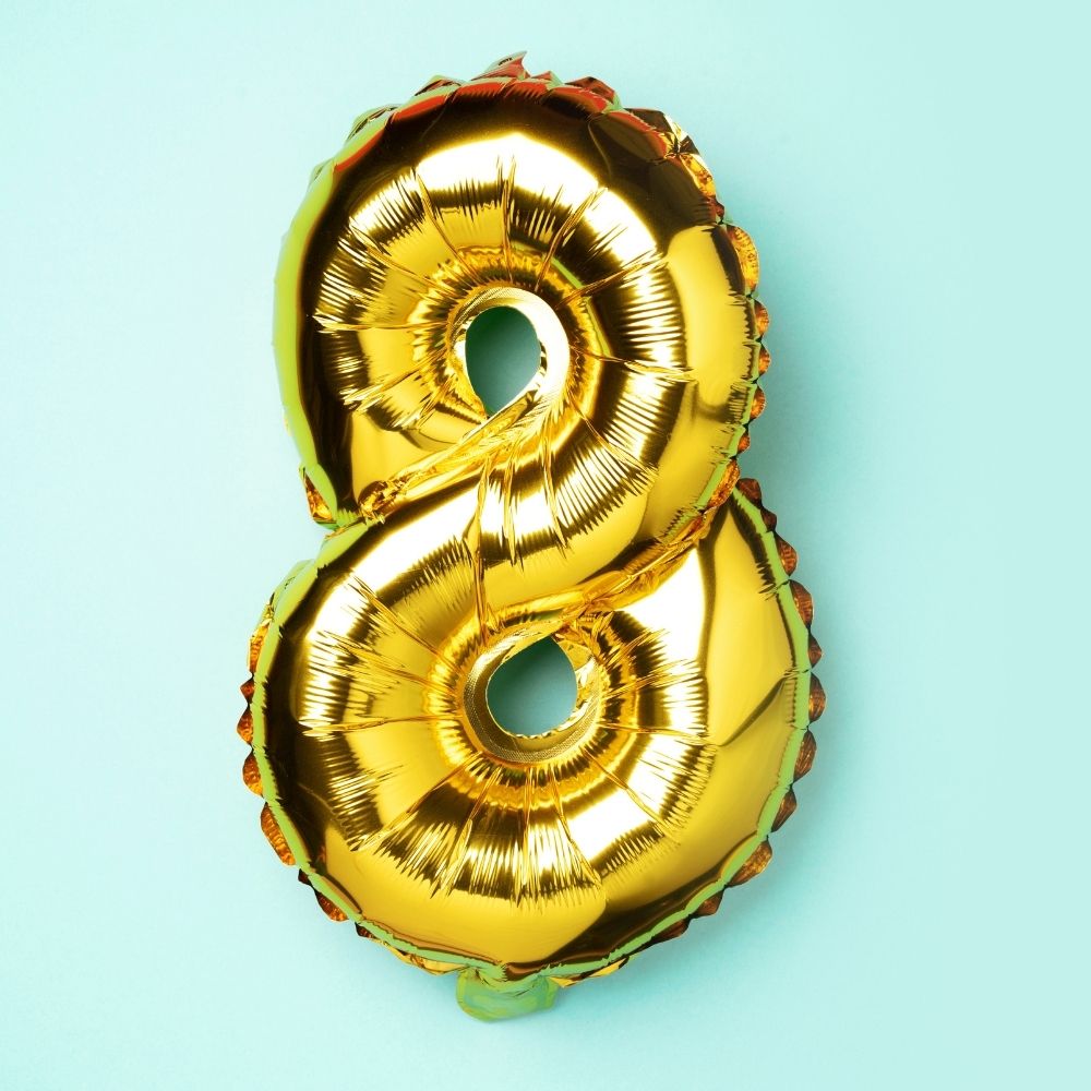 Gold Digit Helium Foil Birthday Party Balloons Number 8 (16 Inch) - T Bhai