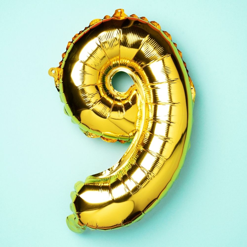 Gold Digit Helium Foil Birthday Party Balloons Number 9 (16 Inch) - T Bhai