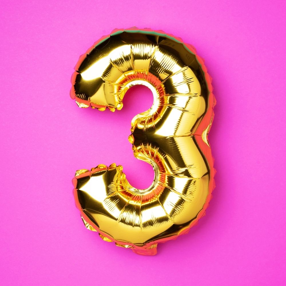 Gold Digit Helium Foil Birthday Party Balloons Number 3 (16 Inch) - T Bhai