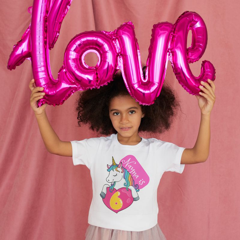 Custom Unicorn Theme 6th Birthday T-Shirt | Sixth Birthday - T Bhai