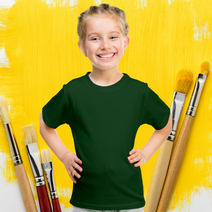 Plain Bottle Green T-Shirt for Kids - T Bhai