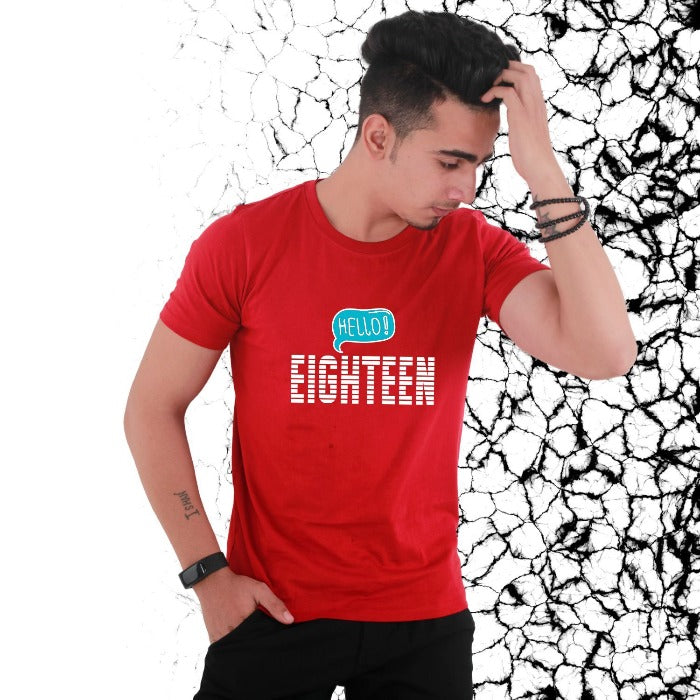 Hello Eighteen - 18th Birthday T-Shirt for Boys - T Bhai