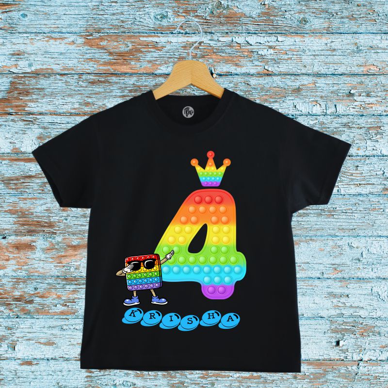 Custom Pop It Fourth Birthday T-Shirt - T Bhai