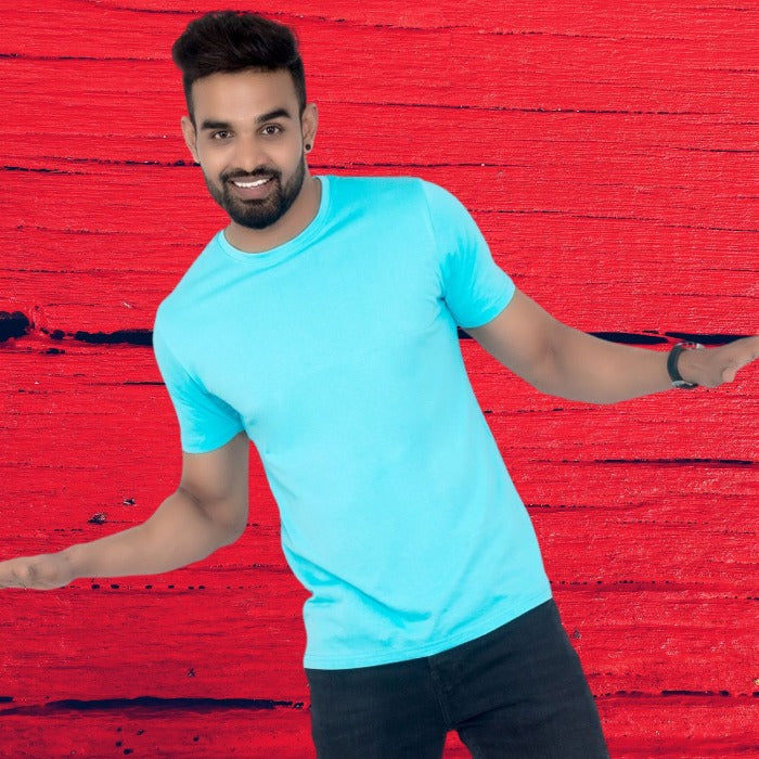 Men's Plain T-Shirt Turquoise - T Bhai