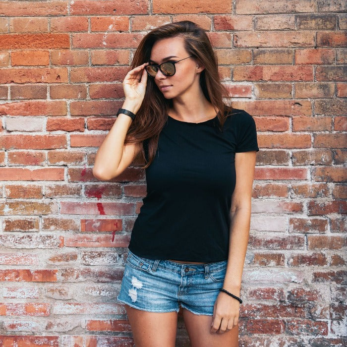 Women's Plain T-Shirt Black - T Bhai