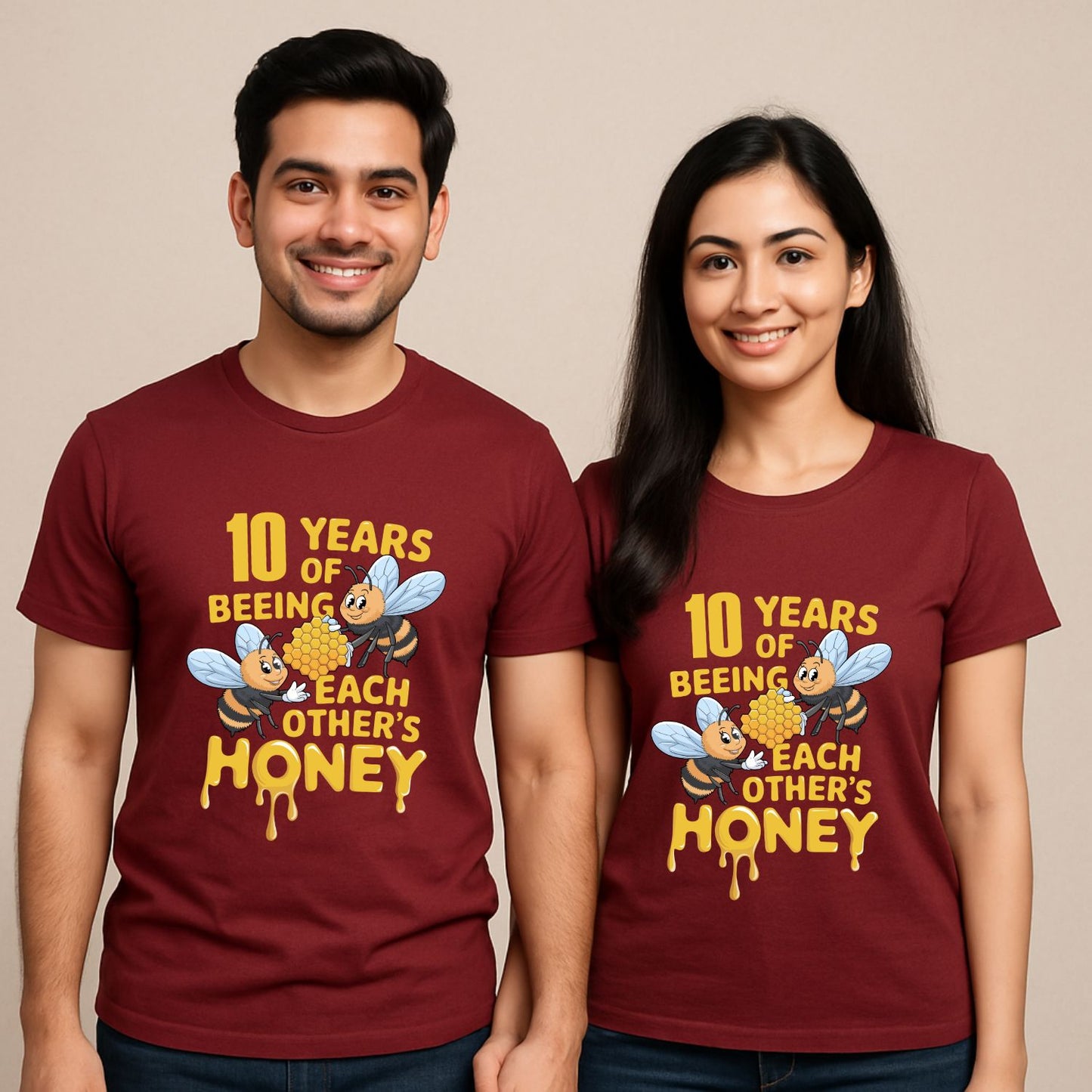 Custom Years Of Being Each Other's Honey - Personalized Anniversary Couple T-Shirt - T Bhai
